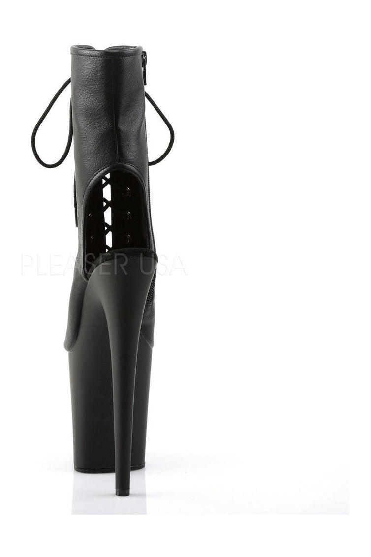 FLAMINGO-1016 Platform Boot | Black Faux Leather-Pleaser-Ankle Boots-SEXYSHOES.COM