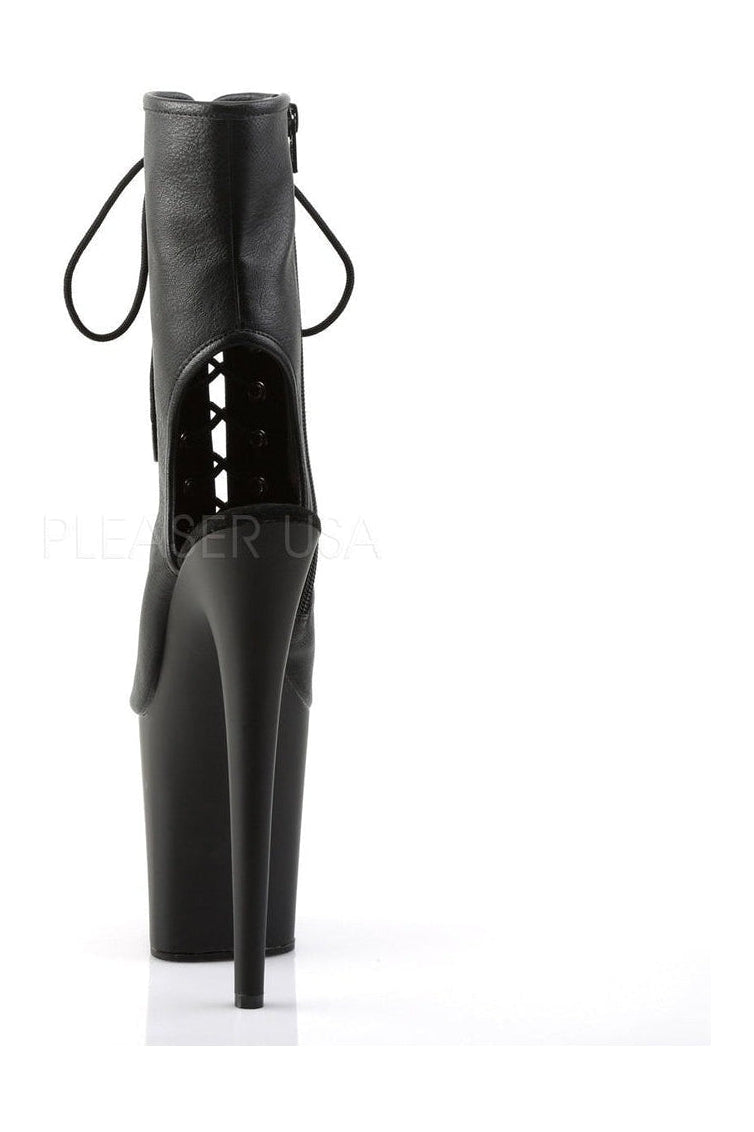 Pleaser FLAMINGO-1016 Platform Boot in Black Faux Leather