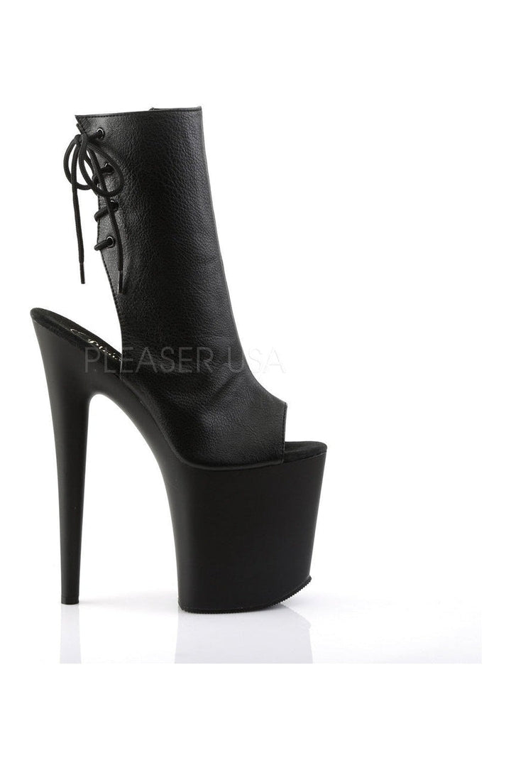 FLAMINGO-1018 Platform Boot | Black Faux Leather-Pleaser-Ankle Boots-SEXYSHOES.COM