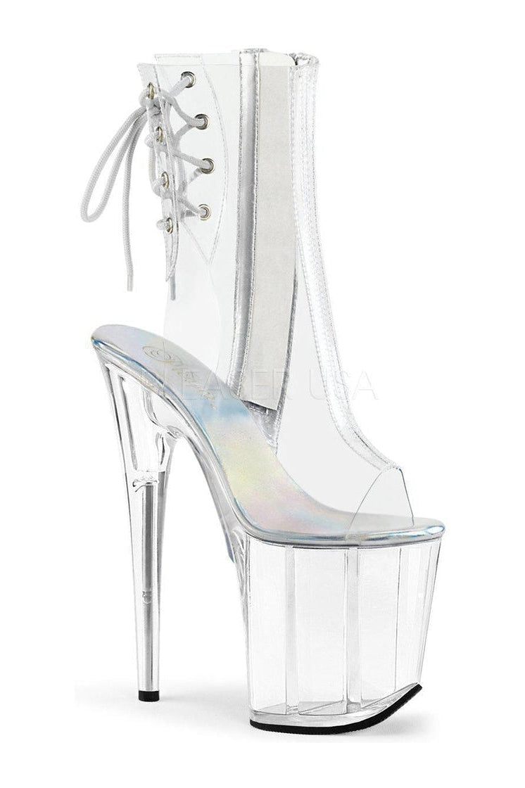 FLAMINGO-1018C Platform Ankle Boot | Clear Vinyl-Pleaser-SEXYSHOES.COM