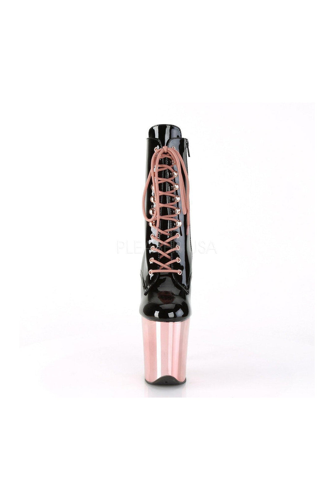 Pleaser FLAMINGO-1020 Platform Ankle Boot in Black Patent