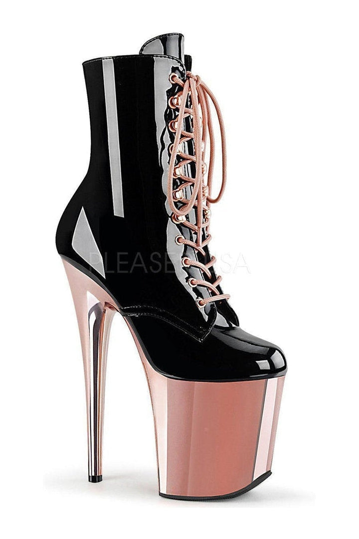 FLAMINGO-1020 Platform Ankle Boot | Black Patent-Pleaser-SEXYSHOES.COM