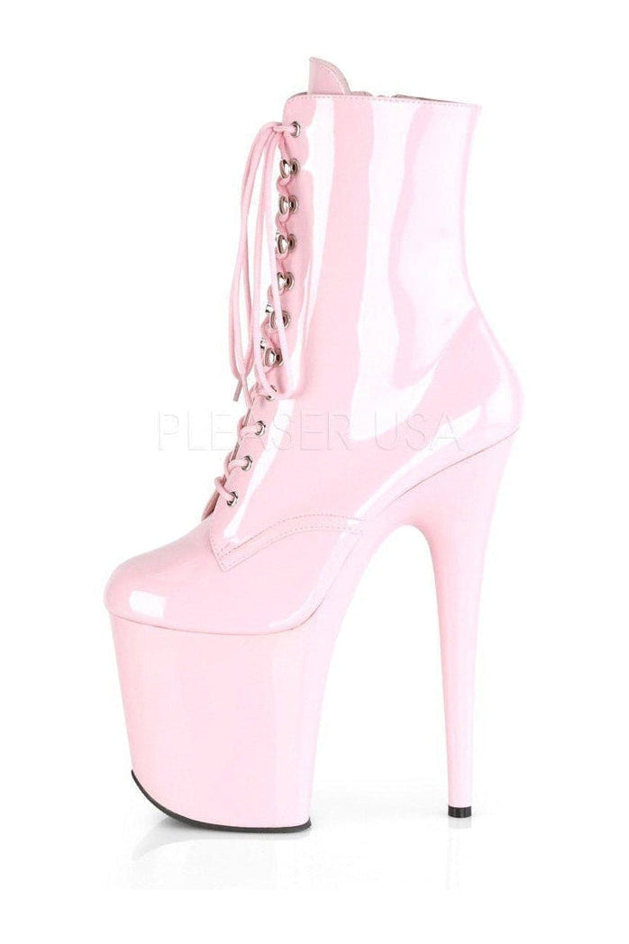 Pleaser FLAMINGO-1020 Platform Ankle Boot in Pink Patent