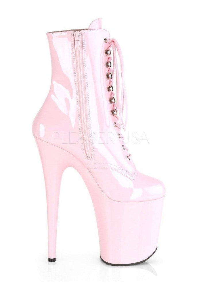 Pleaser FLAMINGO-1020 Platform Ankle Boot in Pink Patent