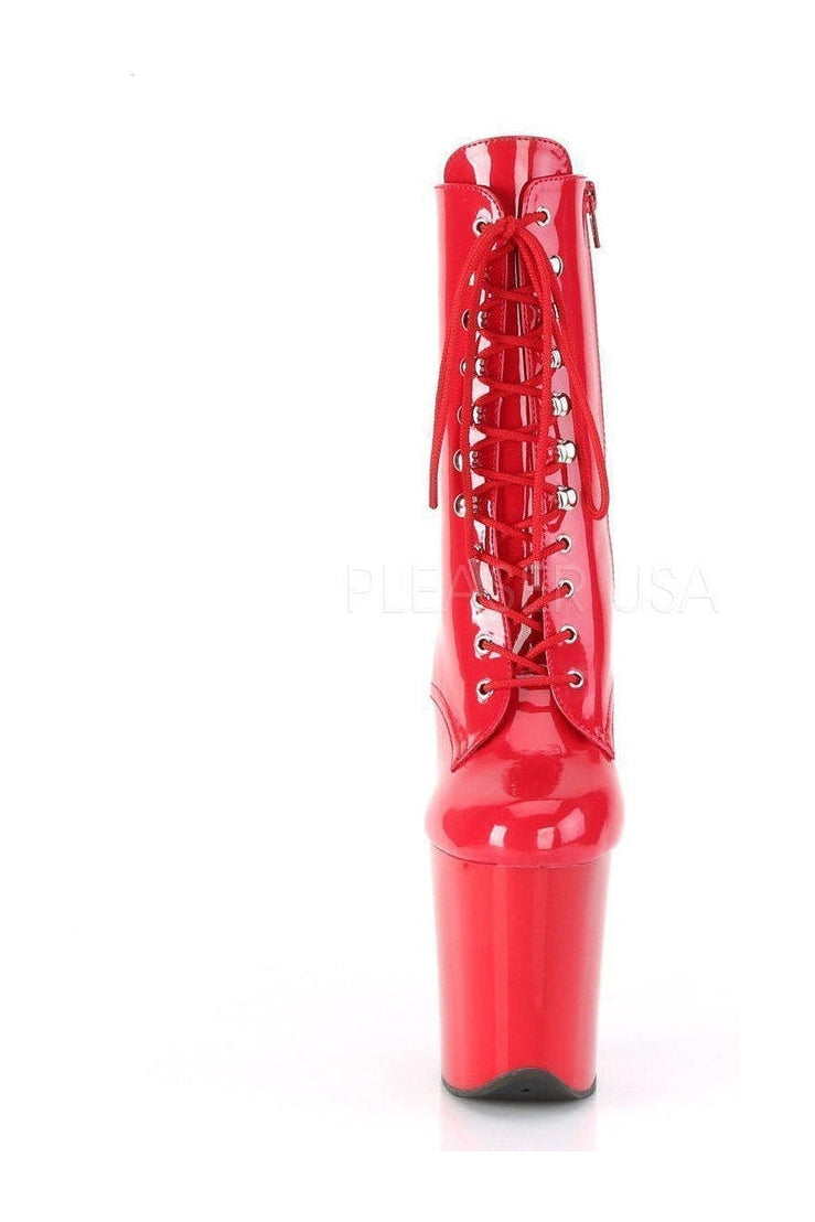 Pleaser FLAMINGO-1020 Platform Ankle Boot in Red Patent