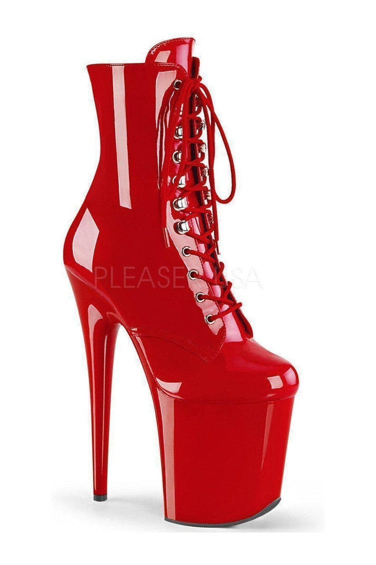 Pleaser FLAMINGO-1020 Platform Ankle Boot in Red Patent from SexyShoes.com