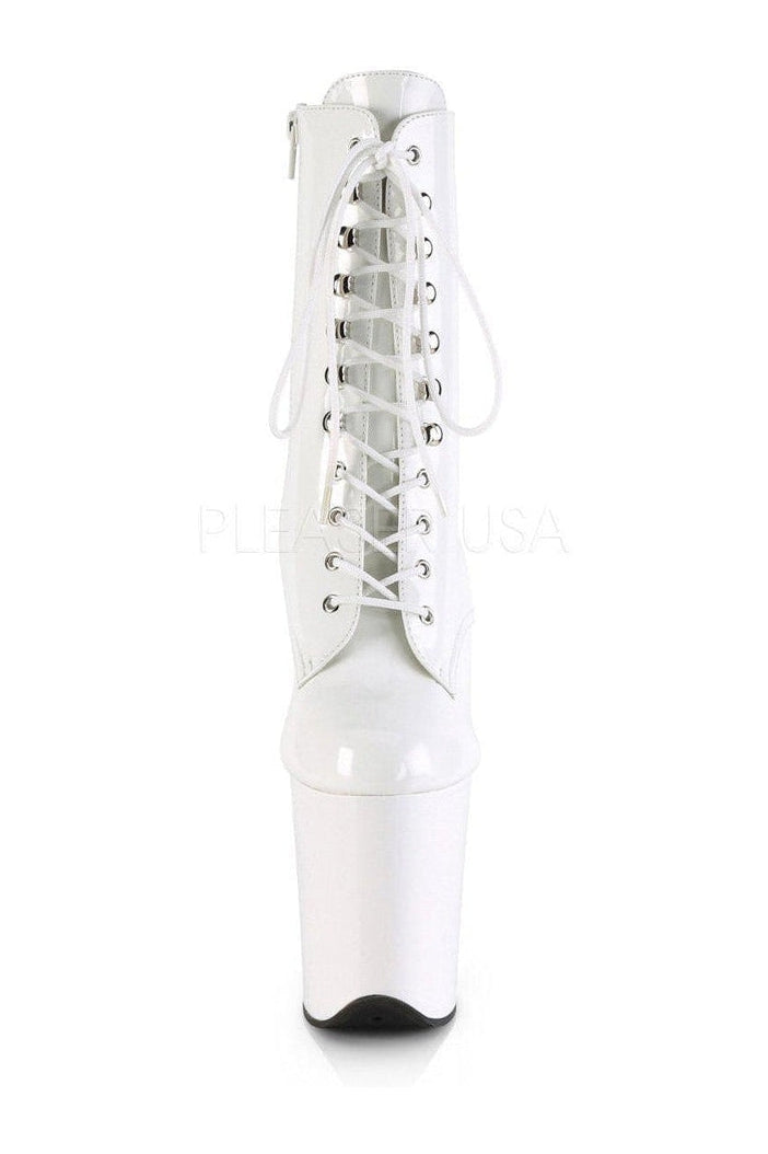 FLAMINGO-1020 Platform Ankle Boot | White Patent-Pleaser-SEXYSHOES.COM