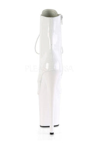 Pleaser FLAMINGO-1020 Platform Ankle Boot in White Patent