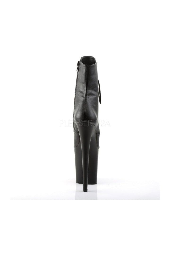 FLAMINGO-1020 Platform Boot | Black Faux Leather-Pleaser-Ankle Boots-SEXYSHOES.COM