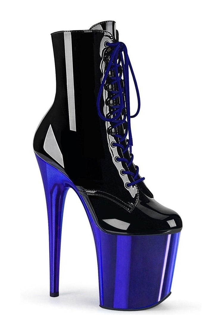 FLAMINGO-1020 Stripper Boot | Black Patent-Ankle Boots-Pleaser-Black-11-Patent-SEXYSHOES.COM