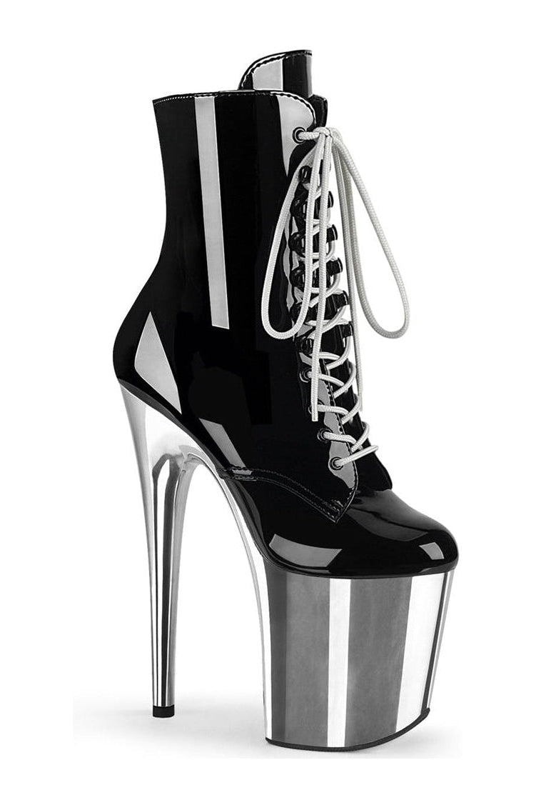 Pleaser FLAMINGO-1020 Exotic Boot in Black Patent from SexyShoes.com