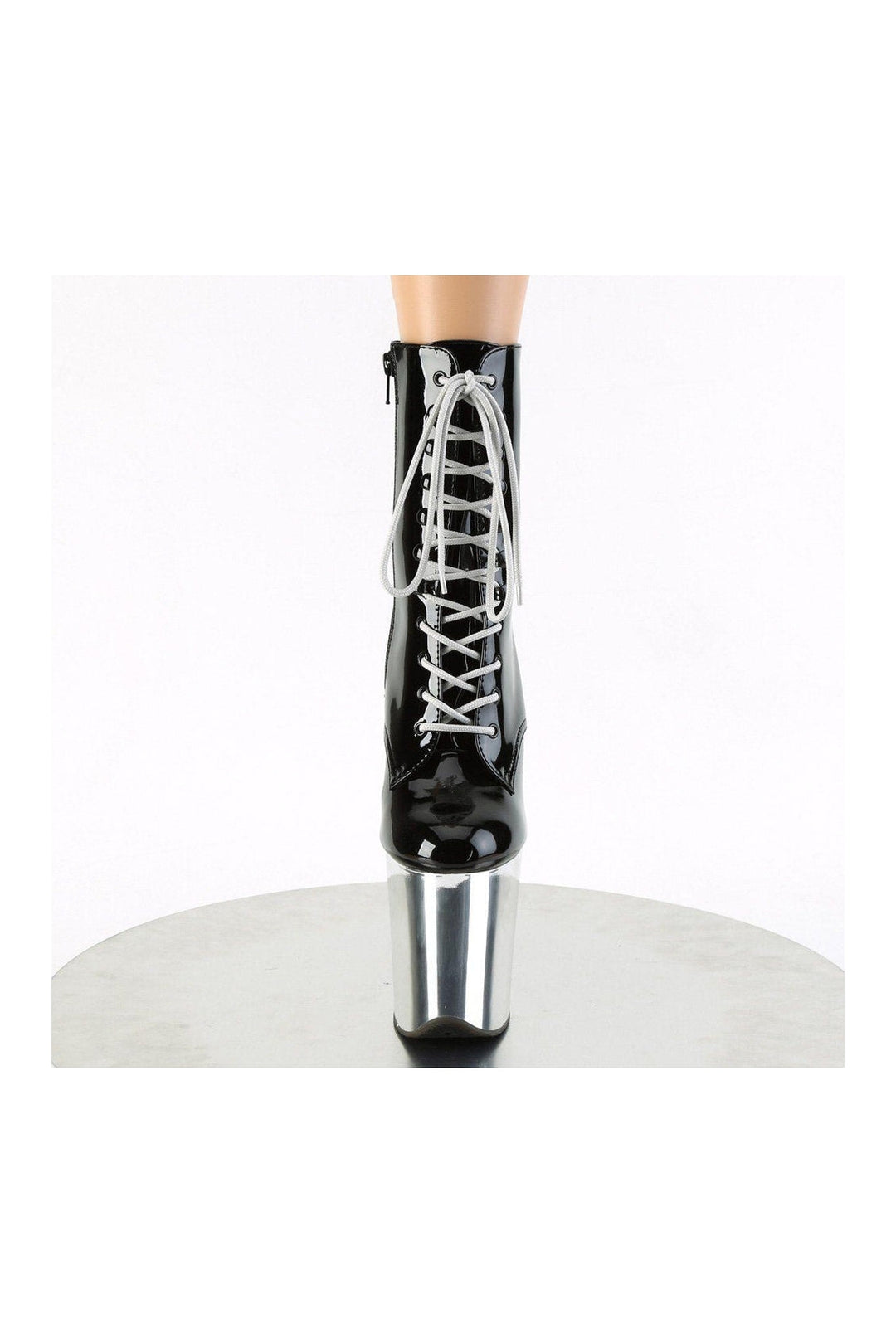 FLAMINGO-1020 Stripper Boot | Black Patent-Ankle Boots-Pleaser-SEXYSHOES.COM