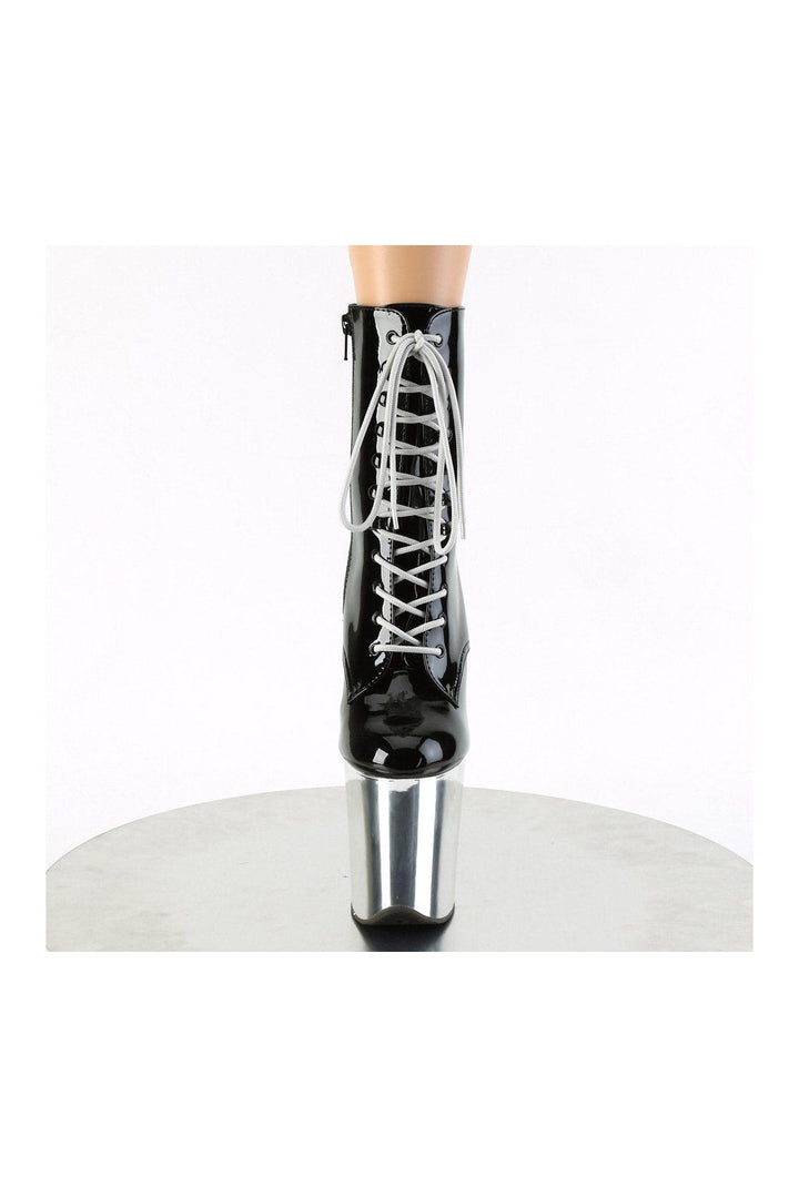 FLAMINGO-1020 Stripper Boot | Black Patent-Ankle Boots-Pleaser-SEXYSHOES.COM