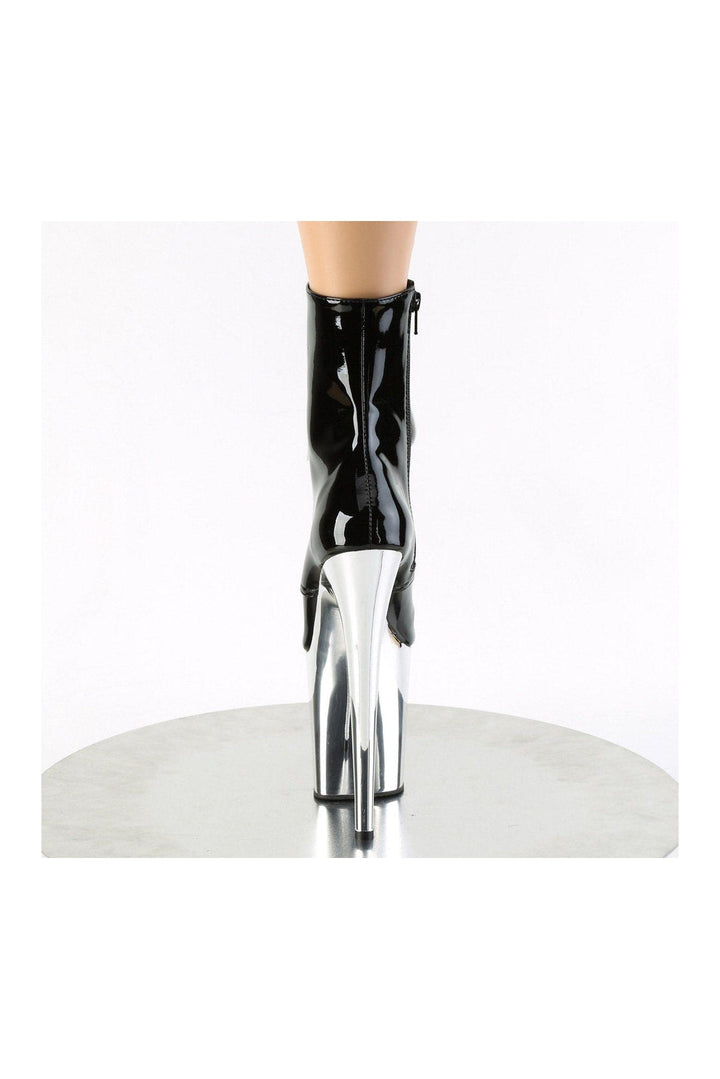 FLAMINGO-1020 Stripper Boot | Black Patent-Ankle Boots-Pleaser-SEXYSHOES.COM