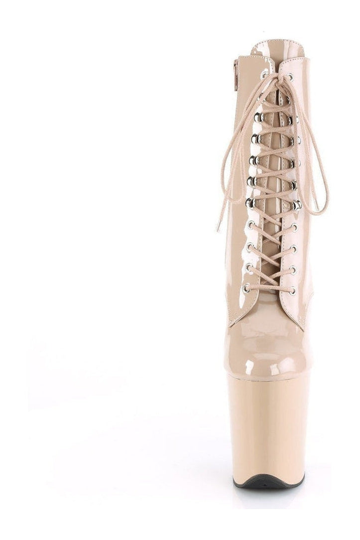 Pleaser FLAMINGO-1020 Exotic Platform Boot in Nude Patent
