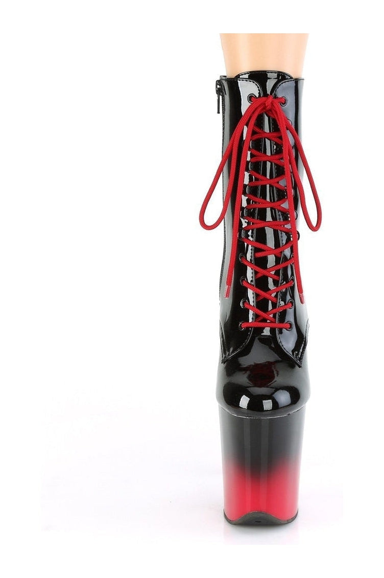 FLAMINGO-1020BR-H Stripper Boot | Black Patent-Ankle Boots-Pleaser-SEXYSHOES.COM