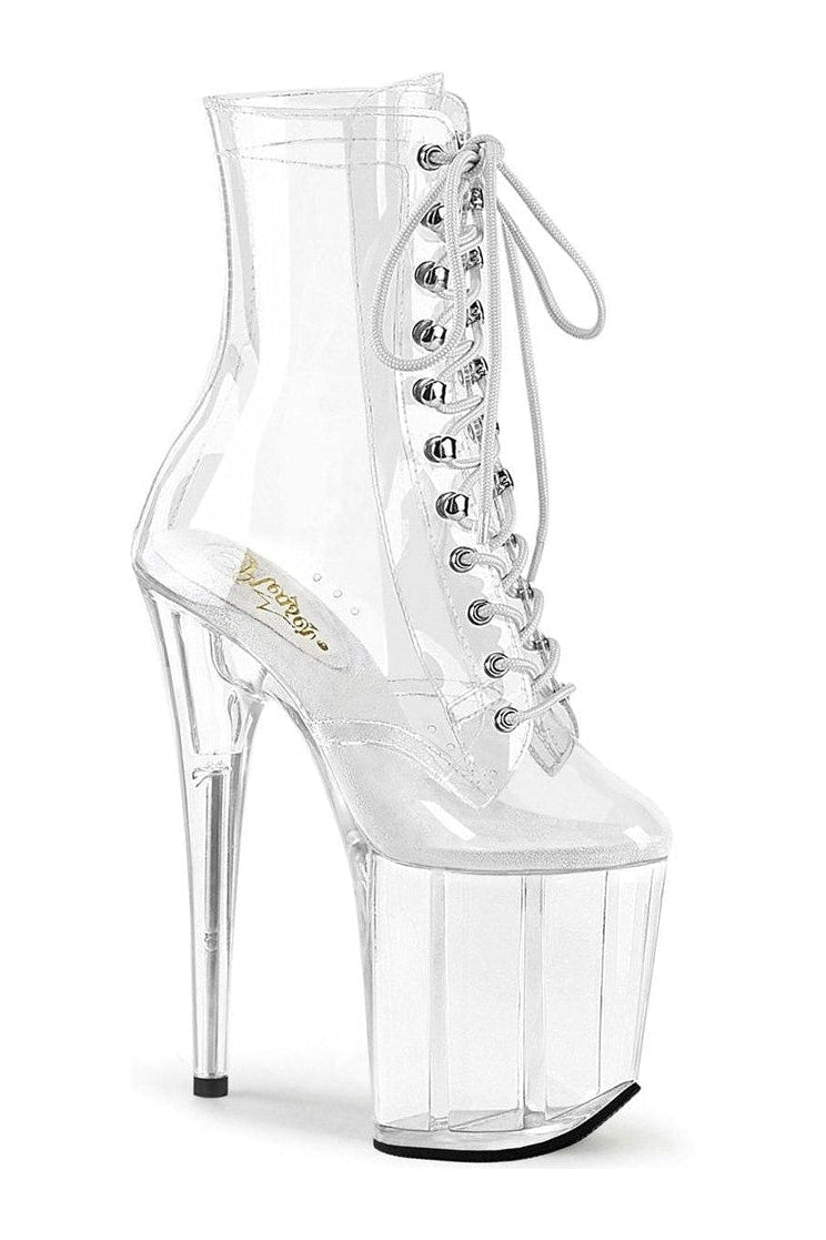 Pleaser FLAMINGO-1020C Exotic Ankle Boot in Clear Vinyl from SexyShoes.com