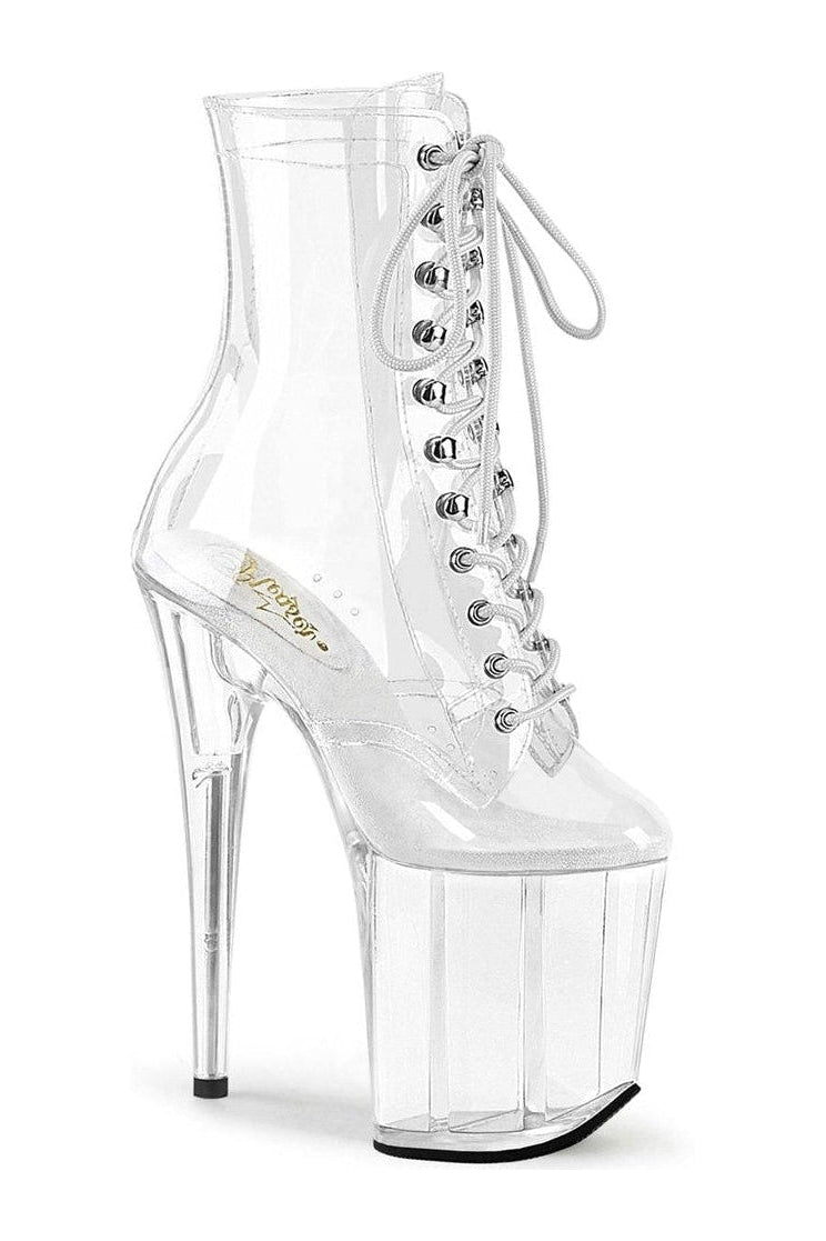 FLAMINGO-1020C Exotic Ankle Boot | Clear Vinyl-Ankle Boots-Pleaser-Clear-7-Vinyl-SEXYSHOES.COM