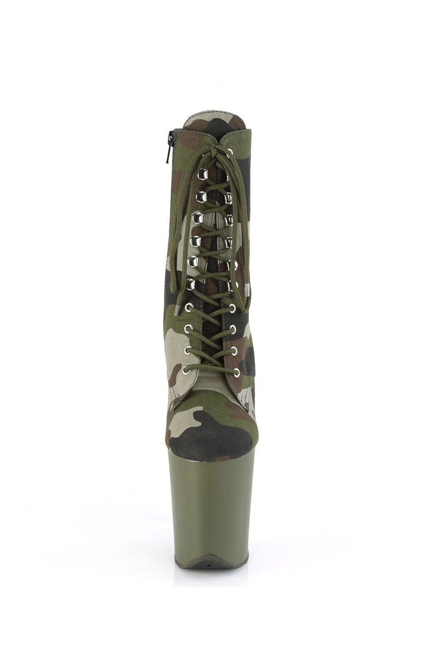 Pleaser FLAMINGO-1020CAMO Exotic Boot in Kahki Fabric