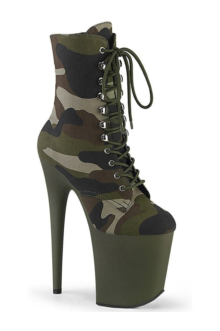 Pleaser FLAMINGO-1020CAMO Exotic Boot in Kahki Fabric from SexyShoes.com