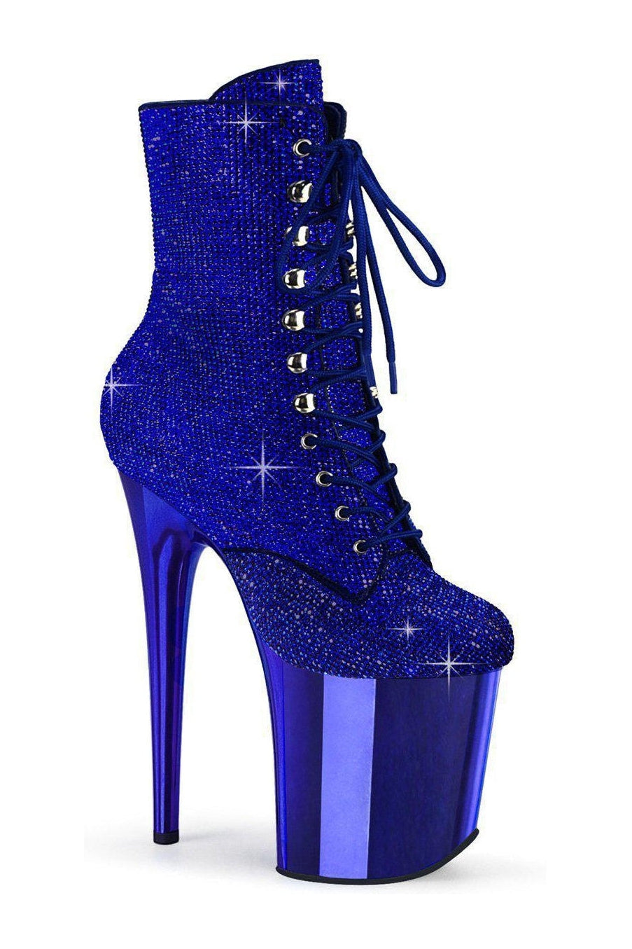 Pleaser FLAMINGO-1020CHRS Ankle Boot in Blue Faux Suede from SexyShoes.com
