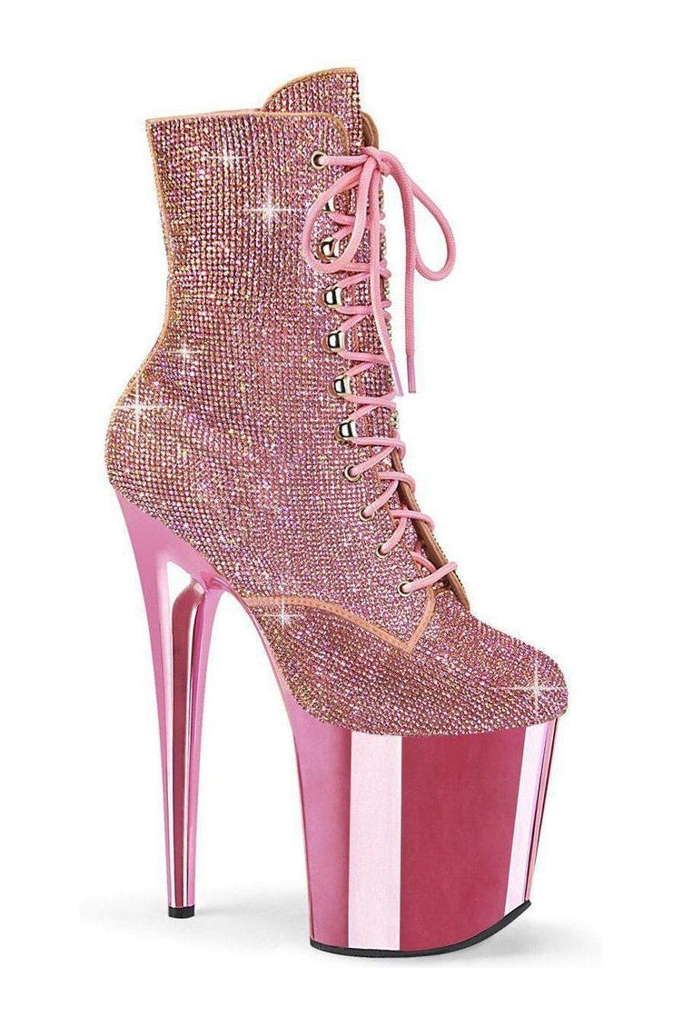 Pleaser FLAMINGO-1020CHRS Ankle Boot in Pink Faux Suede from SexyShoes.com