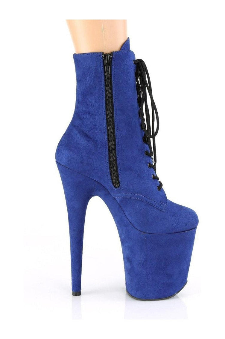 Pleaser FLAMINGO-1020FS Ankle Boot in Blue Faux Suede