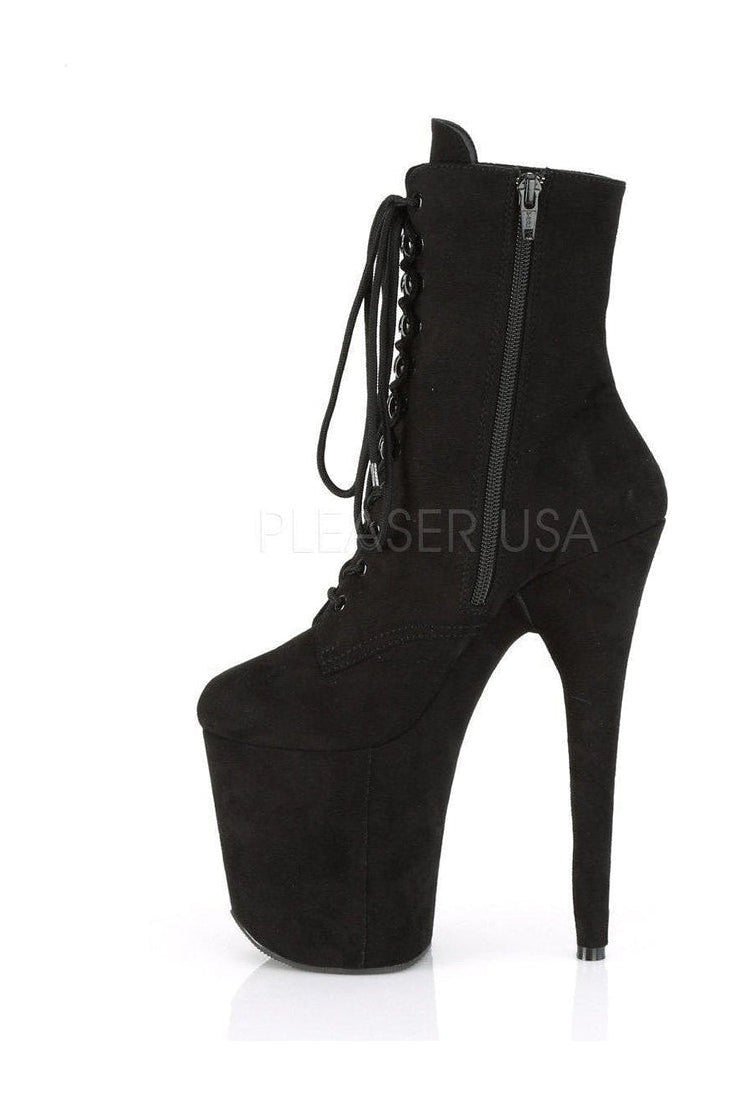 Pleaser FLAMINGO-1020FS Platform Ankle Boot in Black Faux Leather