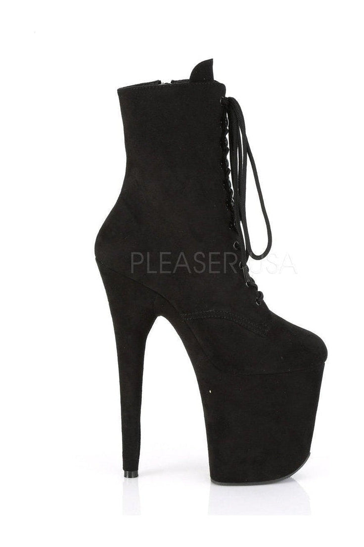 Pleaser FLAMINGO-1020FS Platform Ankle Boot in Black Faux Leather