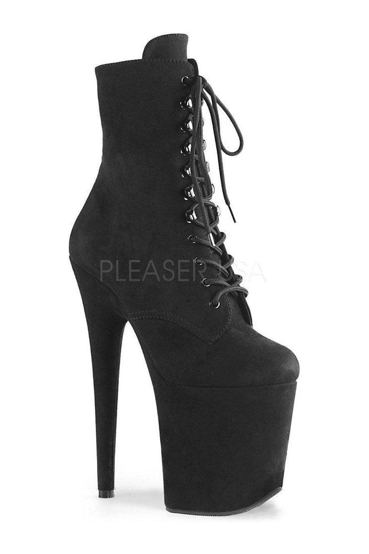 Pleaser FLAMINGO-1020FS Platform Ankle Boot in Black Faux Leather from SexyShoes.com