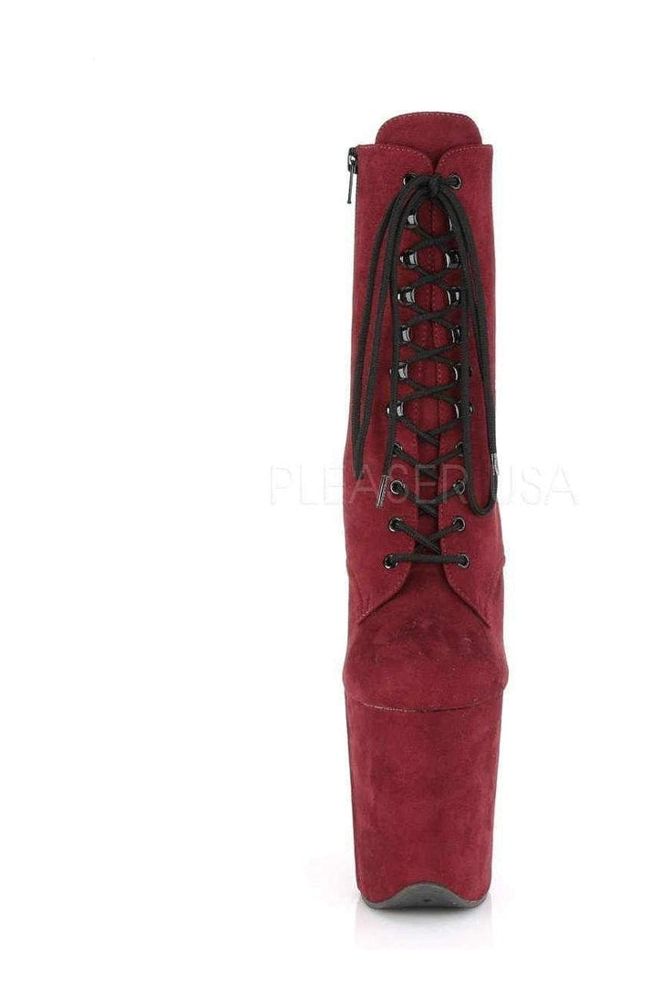 Pleaser FLAMINGO-1020FS Platform Ankle Boot in Burgundy Faux Leather
