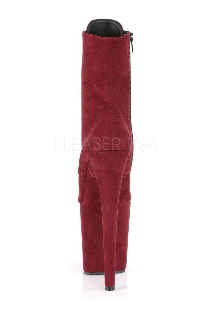 Pleaser FLAMINGO-1020FS Platform Ankle Boot in Burgundy Faux Leather