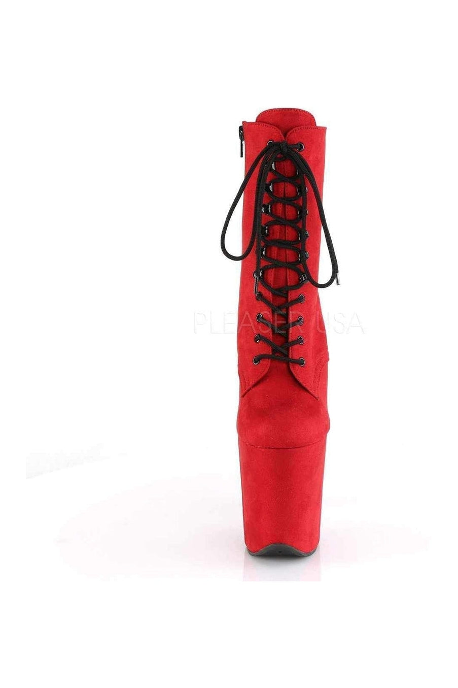 FLAMINGO-1020FS Platform Ankle Boot | Red Faux Leather-Pleaser-SEXYSHOES.COM