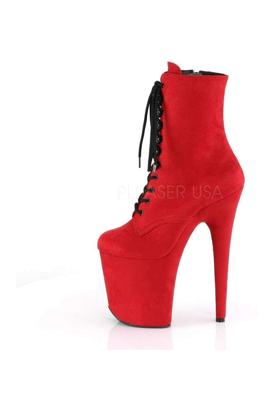 Pleaser FLAMINGO-1020FS Platform Ankle Boot in Red Faux Leather
