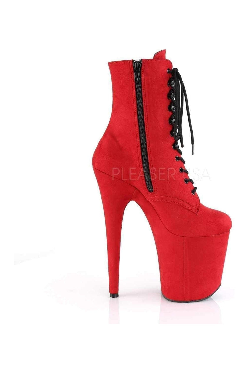 Pleaser FLAMINGO-1020FS Platform Ankle Boot in Red Faux Leather