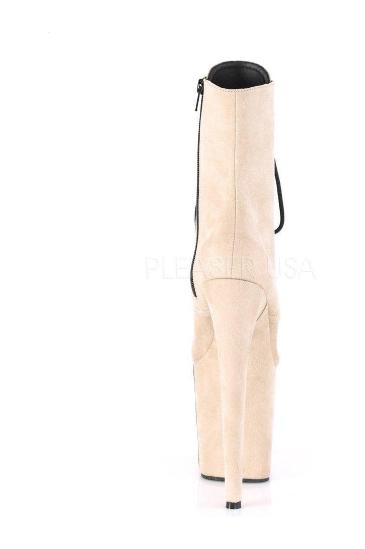Pleaser FLAMINGO-1020FS Platform Ankle Boot in Tan Faux Leather