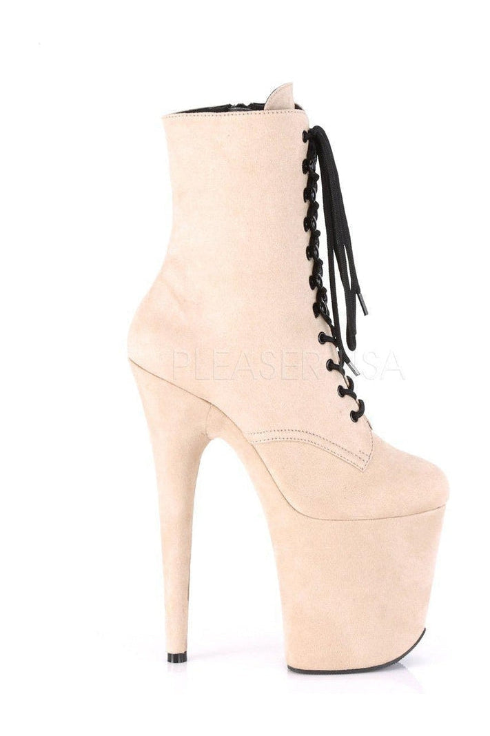 Pleaser FLAMINGO-1020FS Platform Ankle Boot in Tan Faux Leather