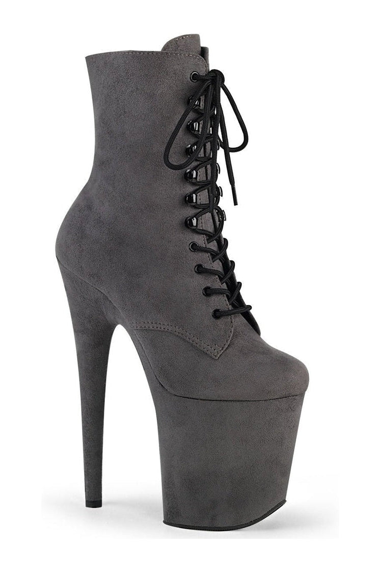 FLAMINGO-1020FS Stripper Ankle Boot-Ankle Boots-Pleaser-Grey-5-Faux Suede-SEXYSHOES.COM