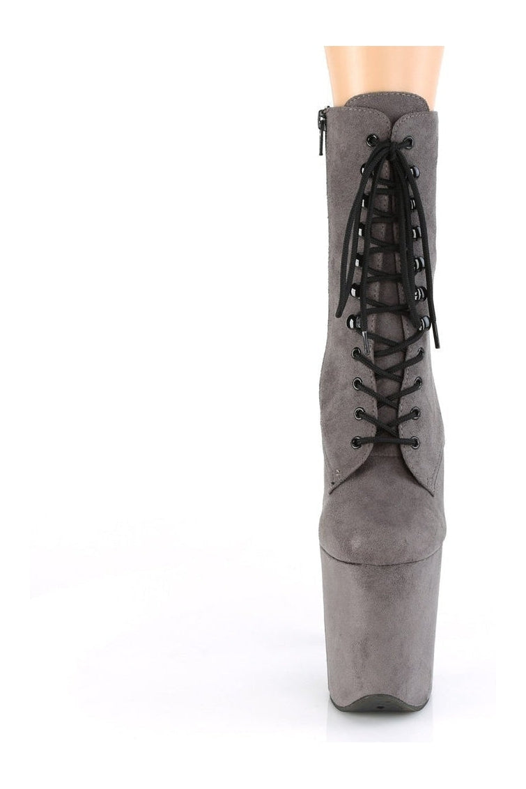 Pleaser FLAMINGO-1020FS Exotic Ankle Boot in Grey Faux Suede