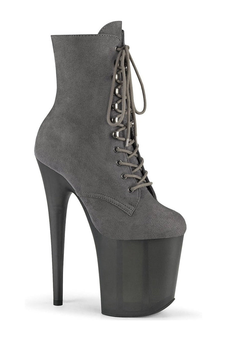 Pleaser FLAMINGO-1020FST Exotic Boot in Gray Faux Suede from SexyShoes.com