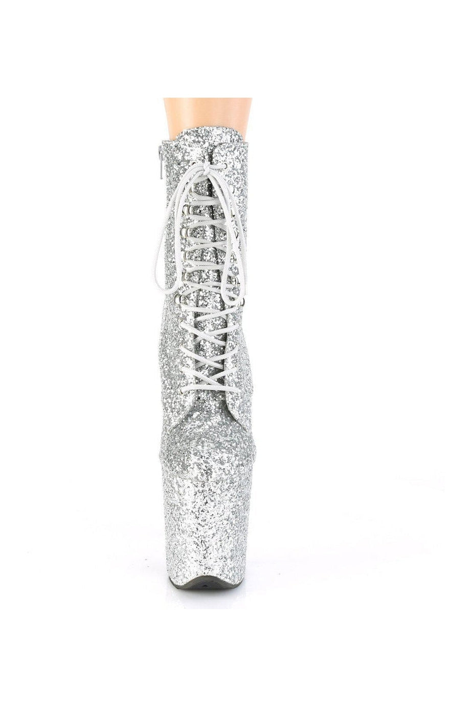 FLAMINGO-1020GWR Ankle Boot | Silver Glitter-Ankle Boots-Pleaser-SEXYSHOES.COM