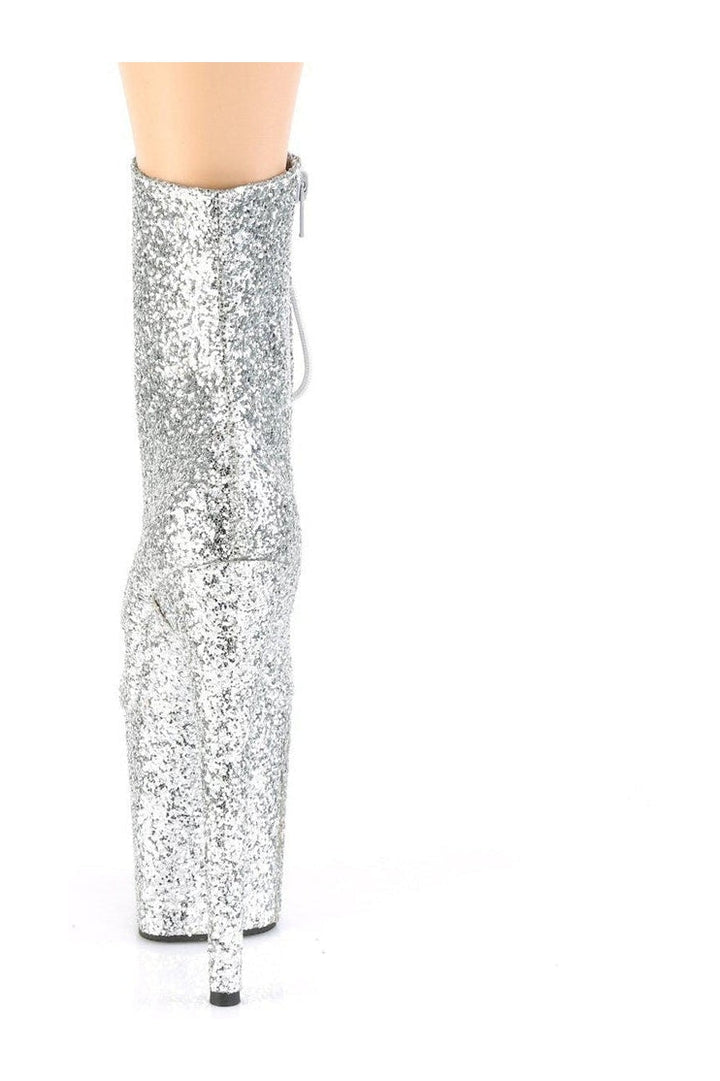 FLAMINGO-1020GWR Ankle Boot | Silver Glitter-Ankle Boots-Pleaser-SEXYSHOES.COM
