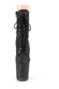 Pleaser FLAMINGO-1020GWR Exotic Boot in Black Glitter