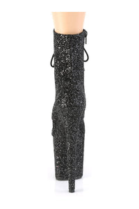 Pleaser FLAMINGO-1020GWR Exotic Boot in Black Glitter