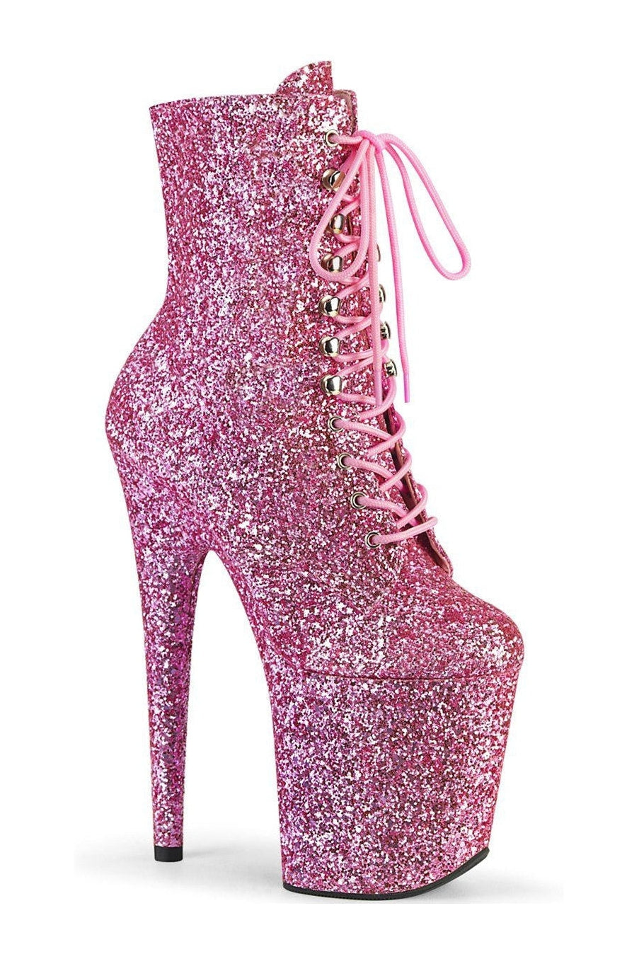 FLAMINGO-1020GWR Stripper Boot | Pink Glitter-Ankle Boots-Pleaser-Pink-9-Glitter-SEXYSHOES.COM