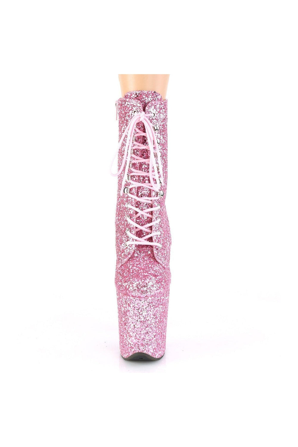 FLAMINGO-1020GWR Stripper Boot | Pink Glitter-Ankle Boots-Pleaser-SEXYSHOES.COM