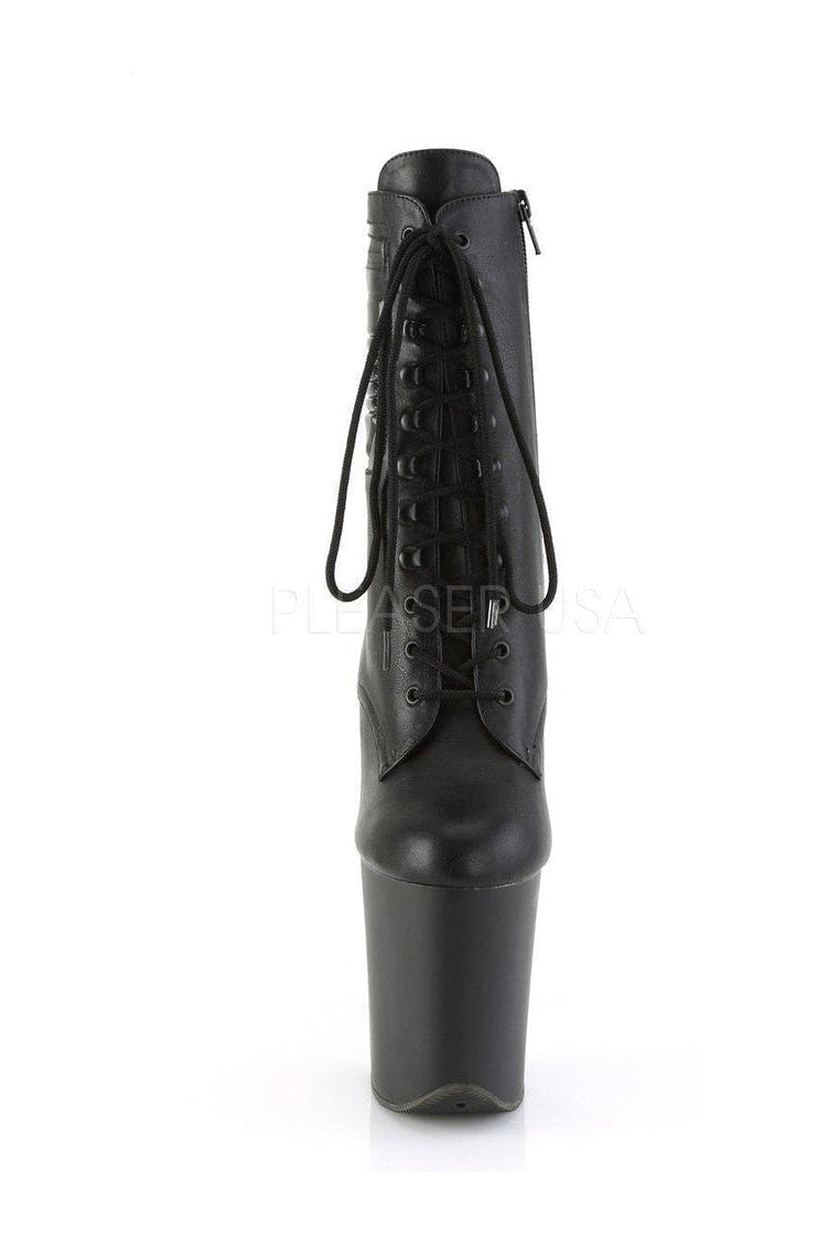 Pleaser FLAMINGO-1020PK Platform Ankle Boot in Black Faux Leather