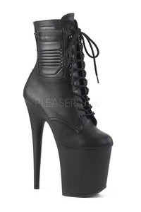 Pleaser FLAMINGO-1020PK Platform Ankle Boot in Black Faux Leather from SexyShoes.com