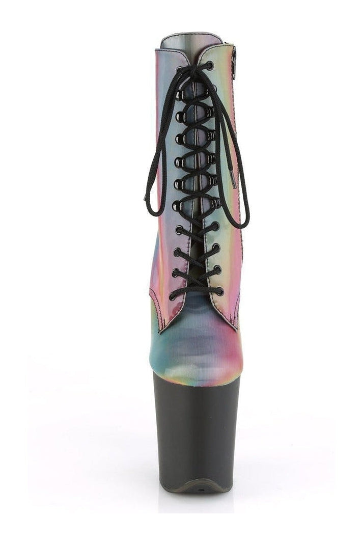 FLAMINGO-1020REFL Exotic Platform Boot | Black Faux Leather