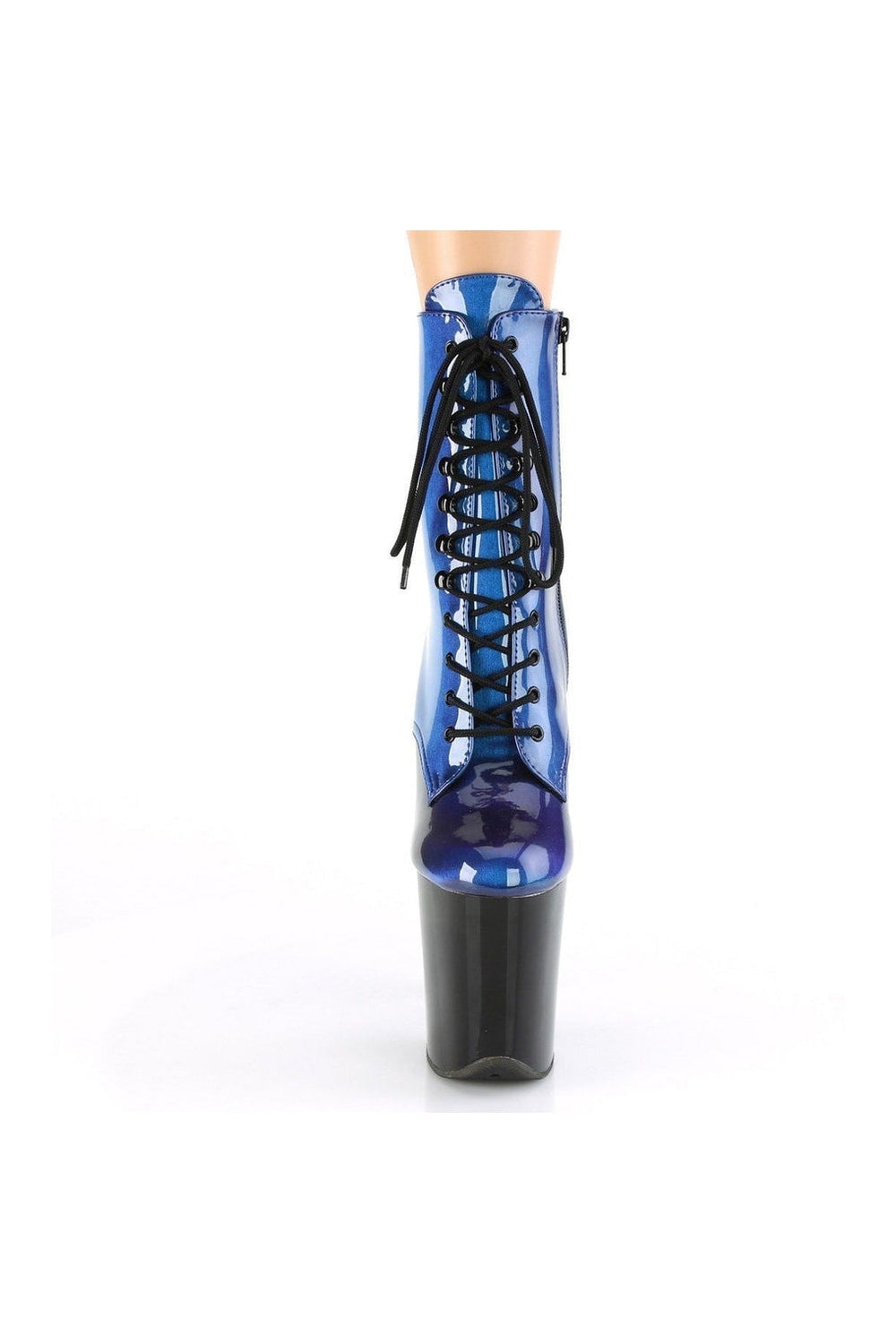 FLAMINGO-1020SHG Stripper Boot | Blue Patent-Pleaser